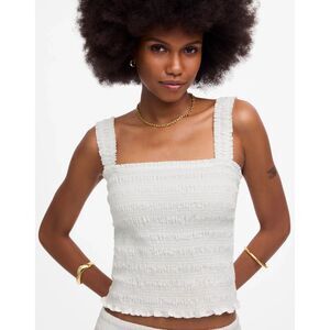 Madewell Poplin Smocked Tank White SZ XLG 100% Cotton Cottagecore Minimalist NWT